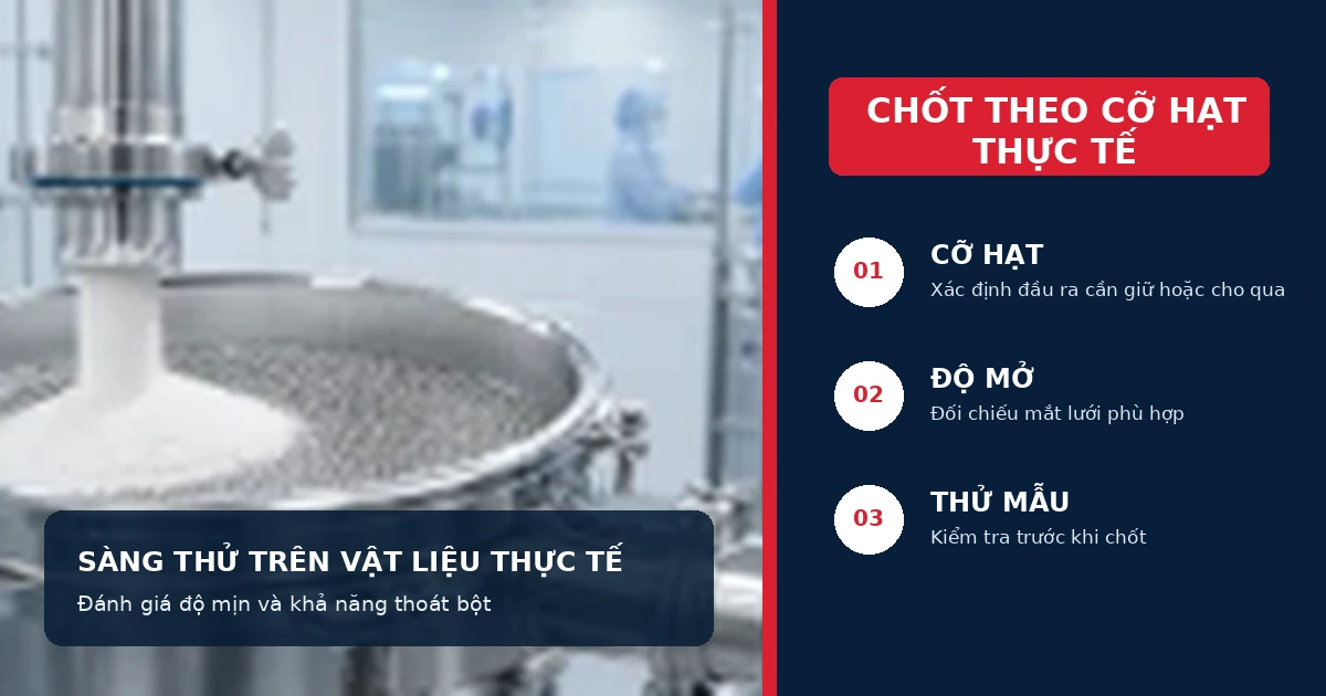 Lưới inox sàng bột nên chọn bao nhiêu mesh theo độ mịn? 3 Kiểm tra mẫu bột trước khi chốt mesh lưới inox