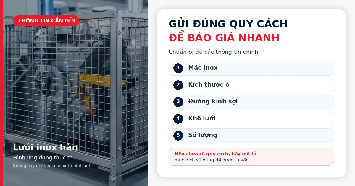 Giá lưới inox hàn phụ thuộc vào ô lưới, sợi và chất liệu ra sao? 3 Thông tin cần gửi để nhận báo giá lưới inox hàn chính xác