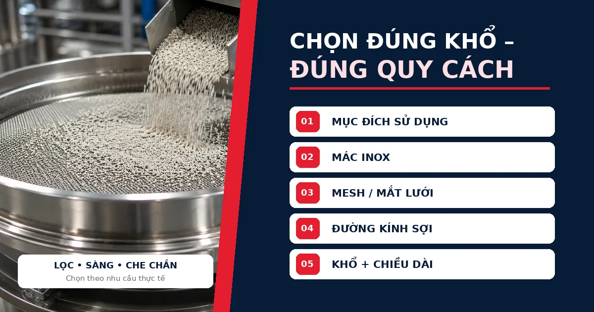 Lưới inox cuộn có những khổ nào? Cách chọn theo nhu cầu sử dụng 3 Chọn lưới inox cuộn theo mục đích sử dụng, mesh và đường kính sợi
