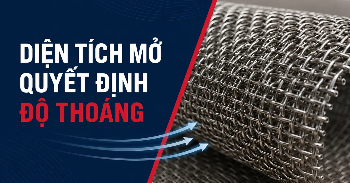 So sánh lưới inox thông gió theo diện tích mở và đường kính sợi