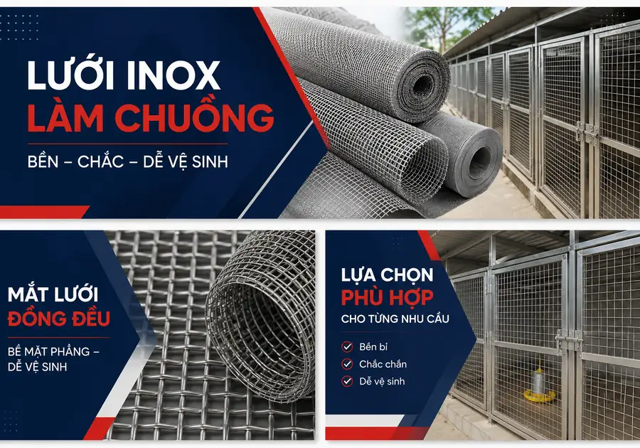 Lưới inox làm chuồng: Cách chọn loại bền, chắc và dễ vệ sinh 1 luoi inox lam chuong featured