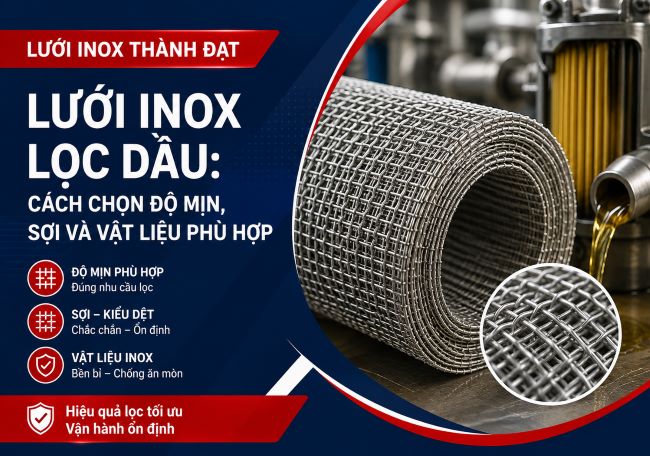 Lưới inox lọc dầu: Cách chọn độ mịn, sợi và vật liệu phù hợp 1 luoi inox loc dau