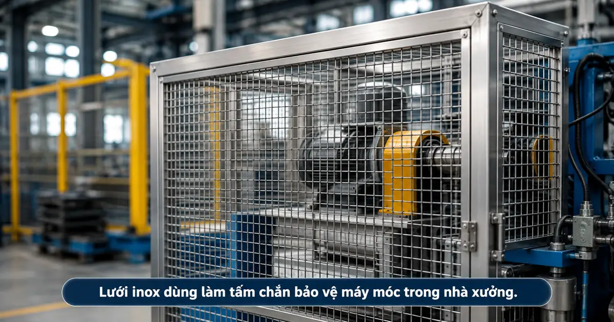Lưới inox trong cơ khí: Những ứng dụng phổ biến trong nhà xưởng 2 lưới inox trong cơ khí dùng làm tấm chắn và phân khu trong nhà xưởng