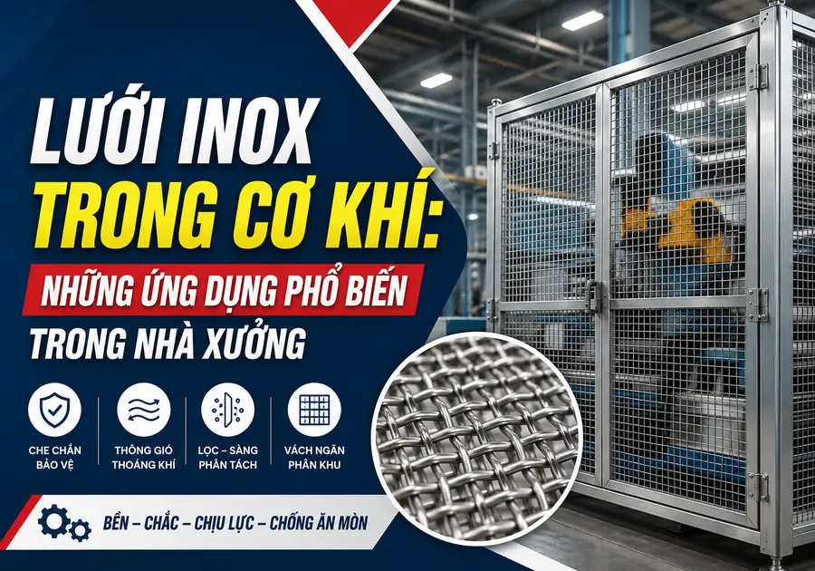 Lưới inox trong cơ khí: Những ứng dụng phổ biến trong nhà xưởng 1 luoi inox trong co khi featured
