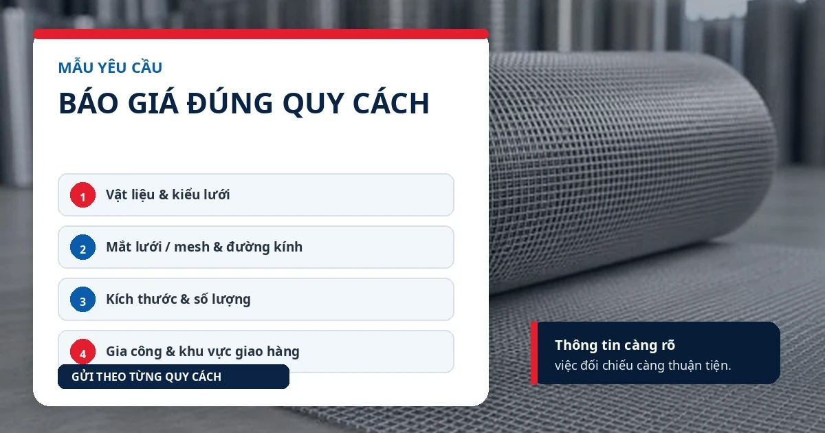 Báo giá lưới inox cần cung cấp những thông số nào để chính xác? 3 Mẫu yêu cầu báo giá lưới inox theo đúng quy cách
