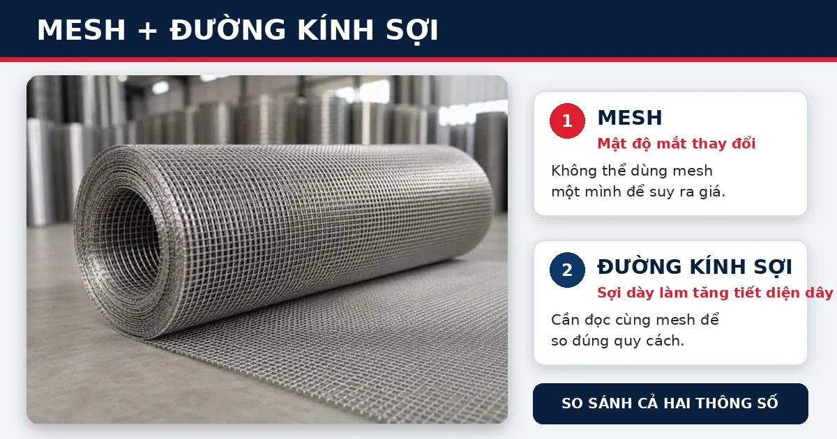 Mesh và đường kính sợi ảnh hưởng đến giá lưới inox đan