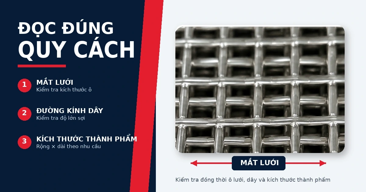Lưới inox 201 hàn: Quy cách, ứng dụng và lưu ý khi chọn 2 Cách kiểm tra mắt lưới và đường kính dây của lưới inox 201 hàn