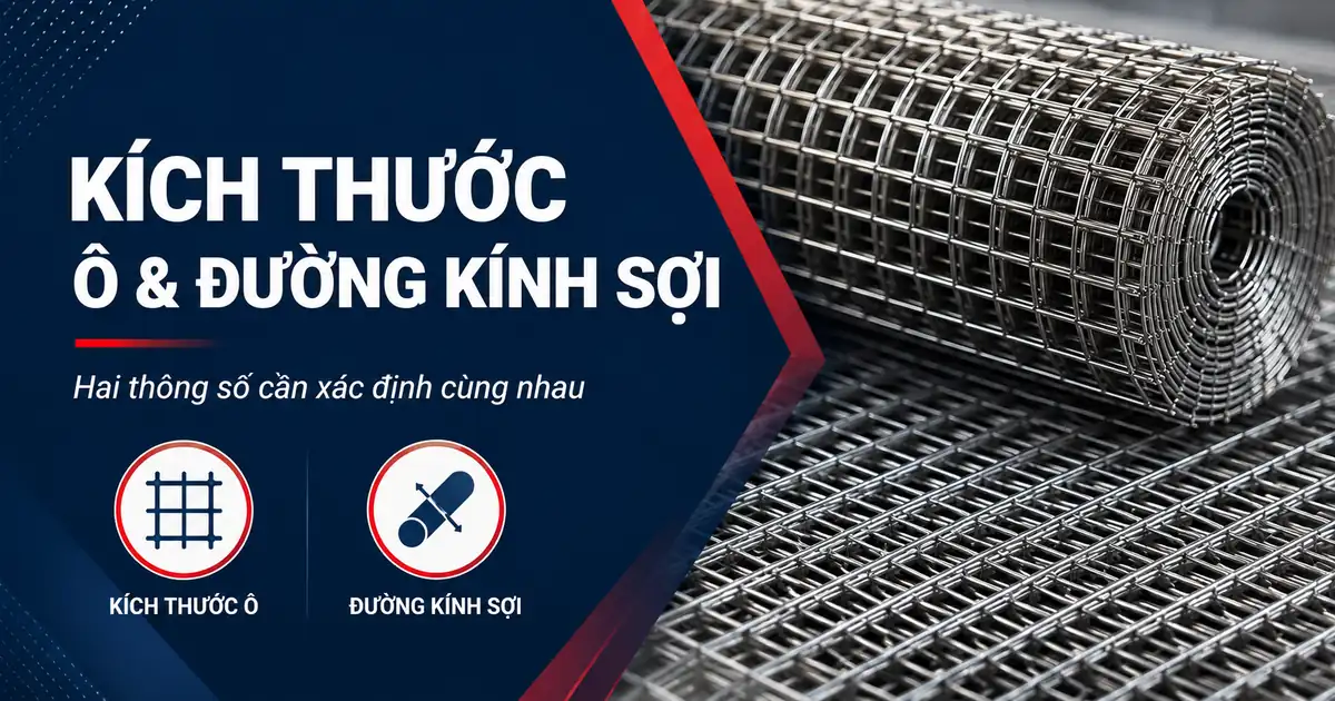 Quy cách lưới inox hàn theo kích thước ô và đường kính sợi