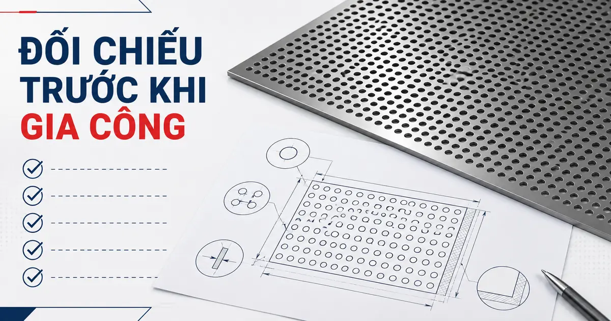 Đối chiếu bước lỗ và tỷ lệ vùng thoáng của tấm đột lỗ