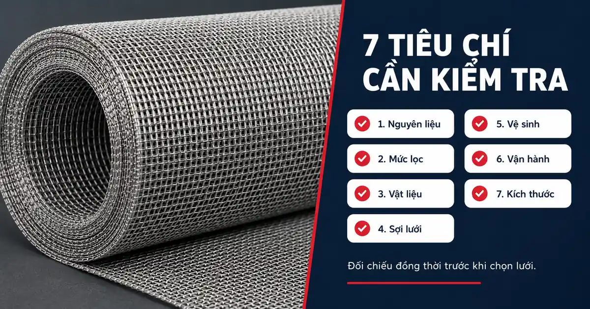 Các tiêu chí kiểm tra lưới inox dùng để lọc nguyên liệu thực phẩm