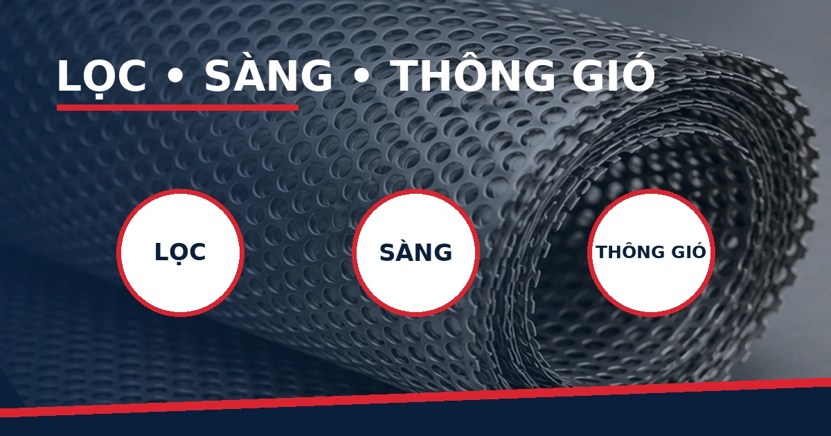 Lưới inox lỗ tròn: Quy cách và ứng dụng trong lọc, sàng, thông gió 3 Ứng dụng tấm inox lỗ tròn trong sàng vật liệu và thông gió