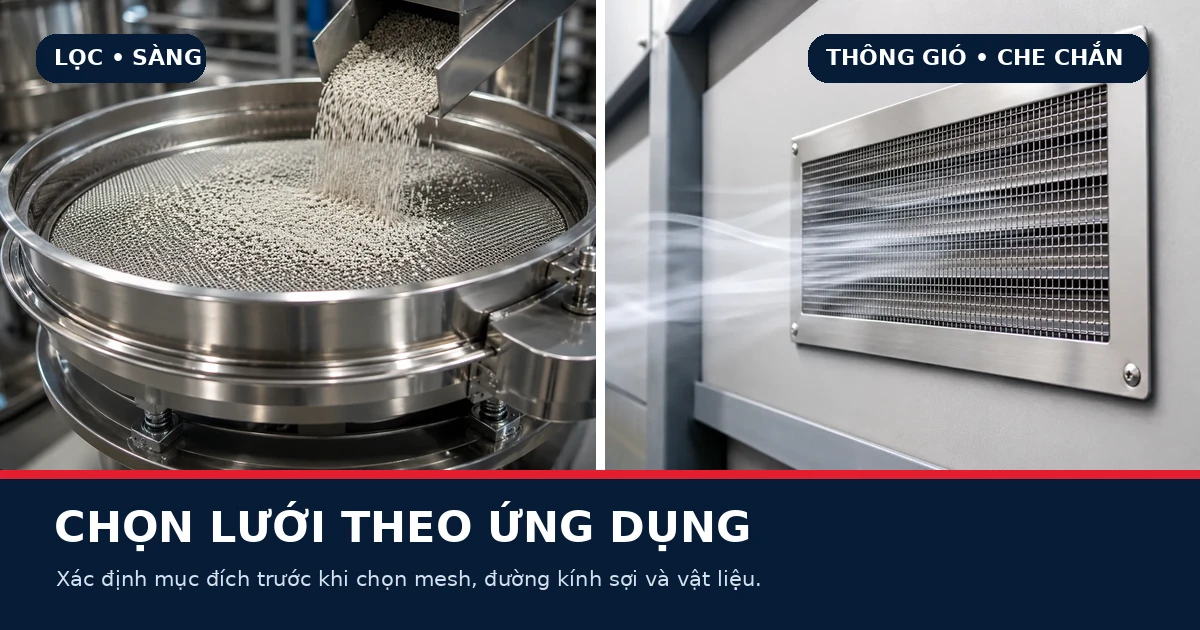 Lưới inox đan là gì? Phân loại, quy cách mesh và ứng dụng thực tế 3 Ứng dụng thực tế của lưới inox đan trong lọc sàng và che chắn